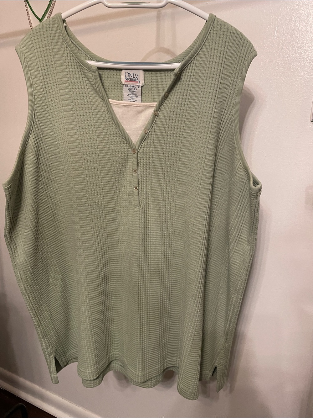 ONLY Sage Green Sleeveless Henley Top